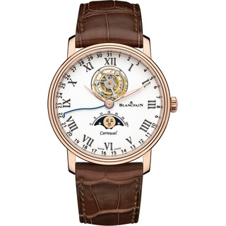 Replica Copy Blancpain Villeret Moon Phases Carrousel Red Gold Watch 6622L-3631-55B
